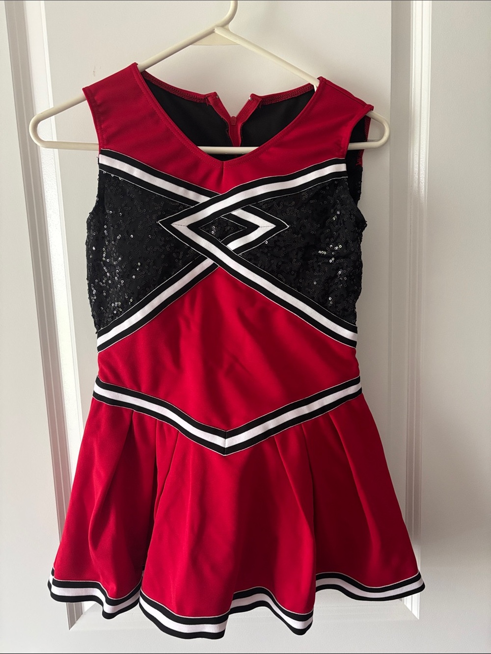 Kids Red and Black Cheerleader Costume Dress with a bow